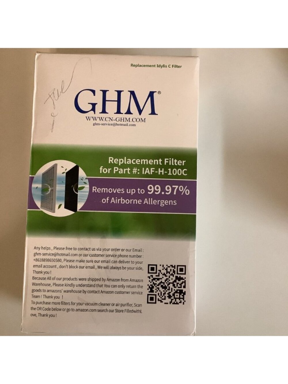 GHM Replacement Filter For Part # IAF-H-100A Idylis Filter A AC-2119 HEPA CARBON